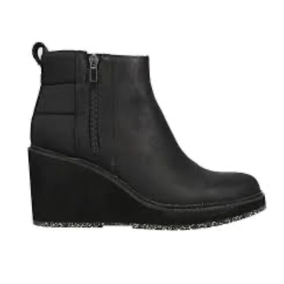 Tom’s Waterproof Black Wedge Ankle Leather/Nylon Boots(Size 8.5) - Picture 1 of 8